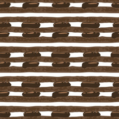 Biscuit and creamy layers of chocolate cake. Seamless pattern