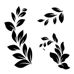 sprig of green leaves on a white background, vector illustration
