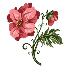 decorative red poppy flower with a bud - 326640869