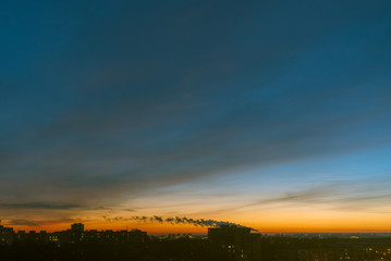 sunset over city, nice sunset sky