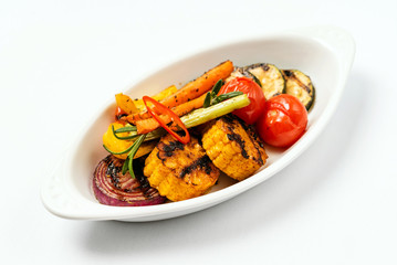 grilled vegetables on the white background