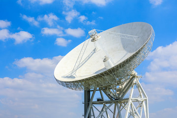 Observatory radio telescope under the blue sky in Shanghai.