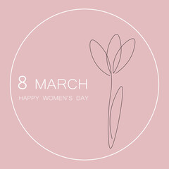 8 march, happy womens day card with flower pink design vector illustration.
