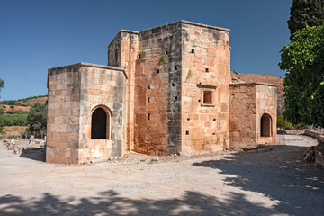 Panoramic view of the ruins of the monuments of the archaeological site of Gortina, in Crete in...