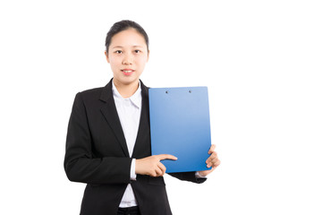 Business woman hold with folder