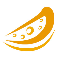 slice of yellow cheese with holes, on a white background