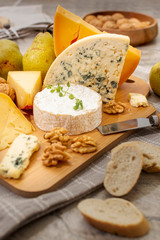 Close-up tasty cheese on a table