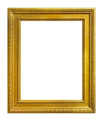 Golden frame for paintings, mirrors or photo isolated on white background