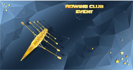 Banner for a rowing event with a gold boat © Koriolis