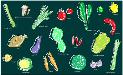 seamless pattern with vegetables and fruits
