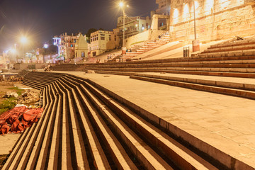 Fototapeta premium Colorful illumination of the Ghats in the night. Varanasi. India