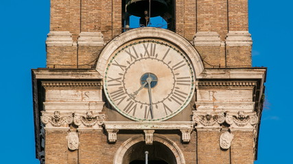 Clock tower on Neo classic museums buildings timelapse