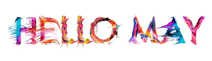 Hello May typography brush stroke design for greeting cards © Trueffelpix