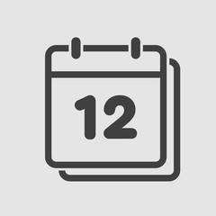 Vector icon calendar day, number 12, line flat