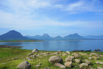 landscape with lake and mountains