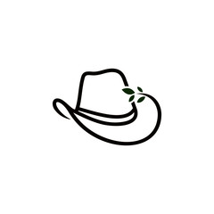 cowboy hat design and striped leaf
