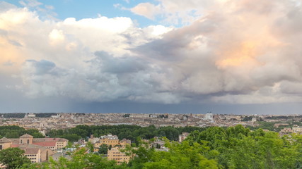 Fototapeta na wymiar Panoramic view of historic center timelapse of Rome, Italy