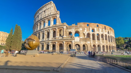The Colosseum or Coliseum timelapse , also known as the Flavian Amphitheatre in Rome, Italy