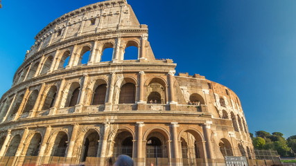 The Colosseum or Coliseum timelapse , also known as the Flavian Amphitheatre in Rome, Italy