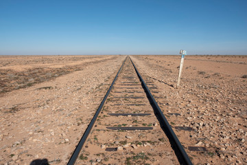 lonely railway line through the Moroccan Sahara from Oujda to Bouarfa