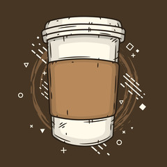 Coffee cup on creative background. Vector illustration.