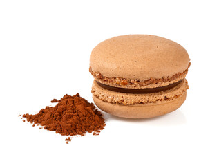 cocoa macaroon isolated on white