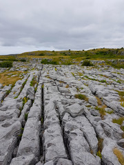 Karst area Burren in the west of Ireland. Rocky ground 