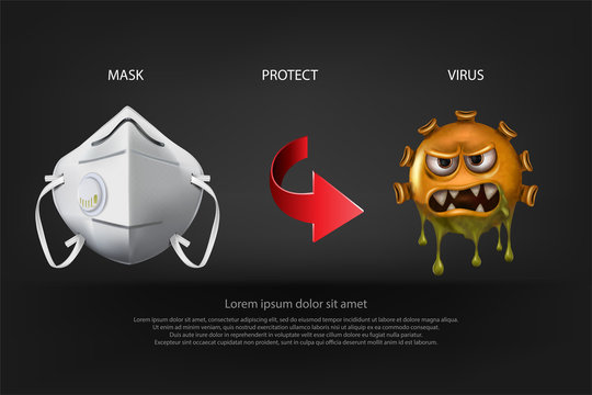 Stop sign. Covid-19 virus cells or corona virus and bacteria close up isolated on black background, vector and illustration.	
