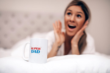 woman with cup of coffee. Happy day. Good morning. 