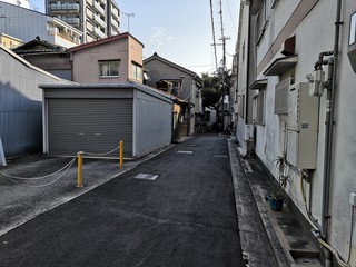 The garage in the back alley of Osaka Kamihoncho in the morning 1