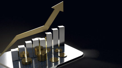 chart up on tablet 3d rendering for business content