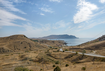 View towards Kapsel valley and Meganom cape, Crimea, Russia.