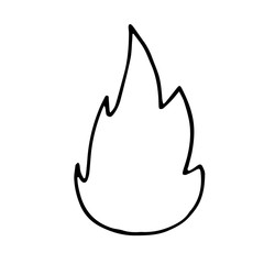 Hand drawn doodle fire, flame. Simple thick black line. Best for design of nature and children s coloring book. camping and hiking concept