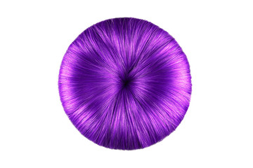 Purple hair on white, isolated. Doughnut bun