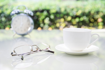 Eyeglasses on table at home