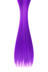 Purple hair isolated on white background. Long ponytail