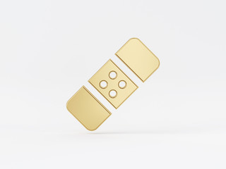 Golden metal 3d icon object isolated in white background. 3d rendering - illustration.
