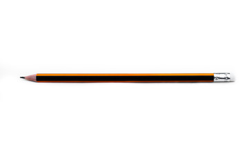 simple wooden pencil with an eraser on the end isolated on a white background