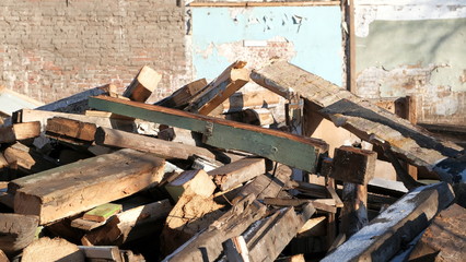  Construction garbage. Wooden boards