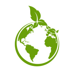 Green earth ,Green leaf art. Ecology concept. white background
