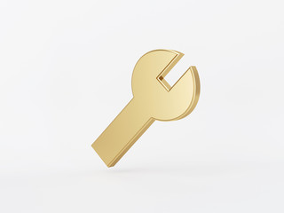 Golden metal 3d icon object isolated in white background. 3d rendering - illustration.