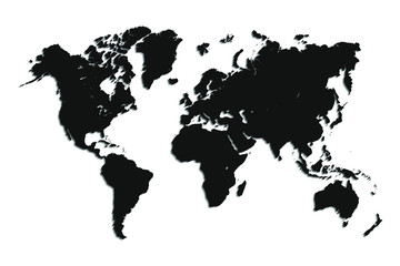 Fototapeta premium Mapa świata kontynentów na białym tle