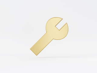 Golden metal 3d icon object isolated in white background. 3d rendering - illustration.