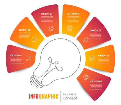 Vector Infographic design with icons and 7 options or steps. Infographics for business concept. Can be used for presentations banner, workflow layout, process diagram, flow chart, info graph
