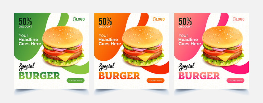 Fast food web template banner flyer post for social media template for sale ads