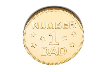 Father's day gold number one dad medal.