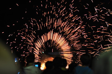 Fire show performance at a beachfront restaurant in Thailand tourist attraction