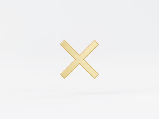 Golden metal 3d icon object isolated in white background. 3d rendering - illustration.