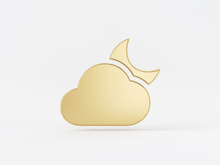 Golden metal 3d icon object isolated in white background. 3d rendering - illustration.