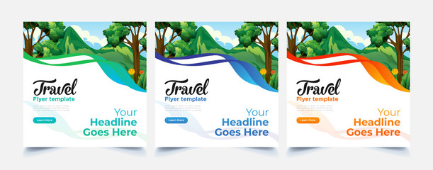 Travel Flyer brochure design template, layout space for photo background.